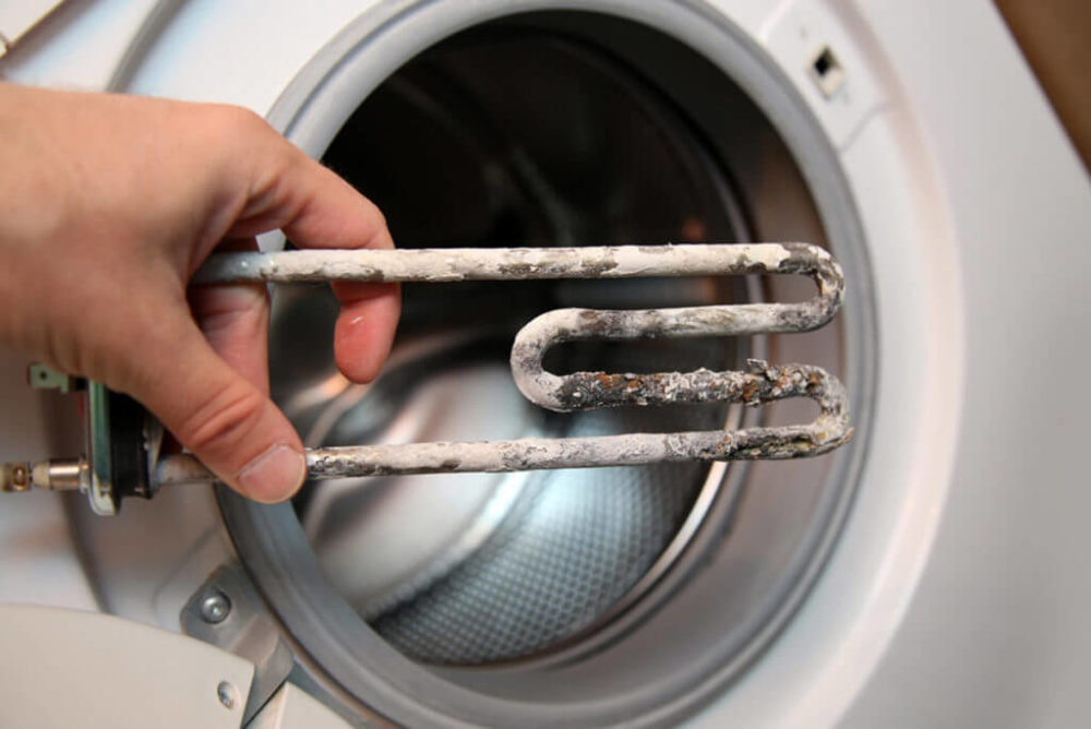 Hard-water scale on a washer heating element in Abilene, TX
